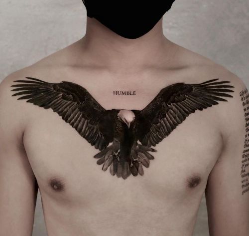 ig: tattooist.louie chest;eagle;portrait;quote