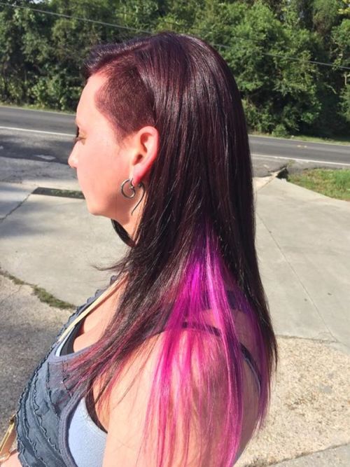 Chocolate Brown Hair with Pink Underneath