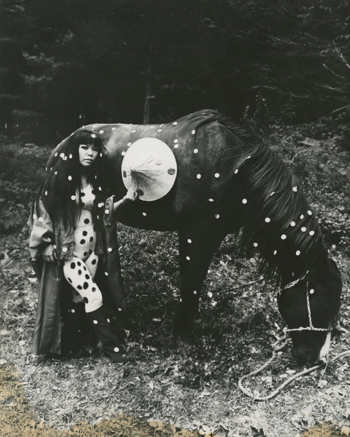 redlipstickresurrected:Yayoi Kusama aka 草間彌生 aka Kusama Yayoi (Japanese, b. 1929, b. Matsumoto, Nagano Prefecture, Japan) - Horse Play in Woodstock, a happening, 1967, Photography, Performance Arts 