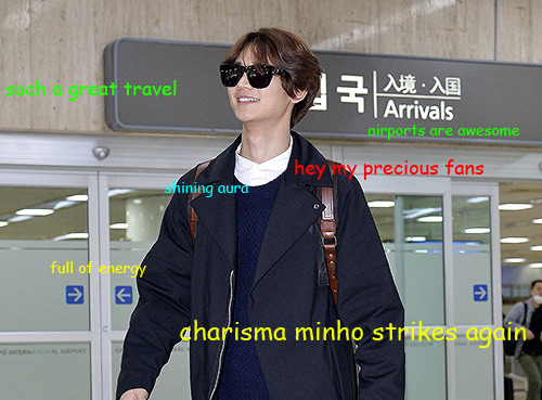 asianiyo:  @SHINee at Gimpo Airport: tired members and Minho 