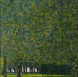 Gustav Klimt, born today in 1862, is primarily known for his paintings of figures, but he also painted landscapes throughout his career.  Gustav Klimt. The Park. 1910 or earlier.