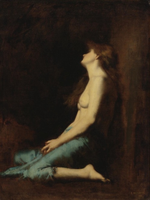 Mary Magdalene.1880.Oil on Canvas.123.2 x 93.3 cm.Art by Jean-jacques Henner.(1825-1905).