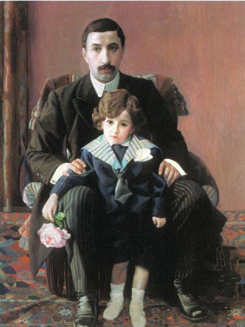 Portrait of Arman Frantsevich Aziber and his son, 1915, Pavel FilonovSize: 83x115 cmMedium: oil