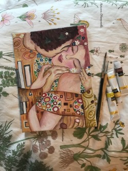 foreverflowercore:  The final result 🙈 not like the original but my interpretation -the kiss by Gustav Klimt 🌼🌼