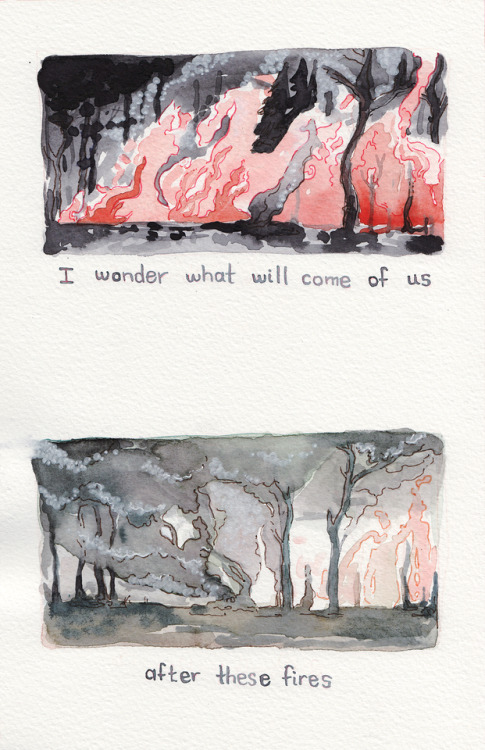 cookpot: disquietcomics: by Kiel Murray (2019) [id: A four page comic in ink and watercolor. Image s