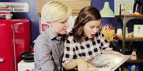 highwaytohell-a:  Favorite queer youtube couples:  ↳  Hannah Hart &amp; Ingrid