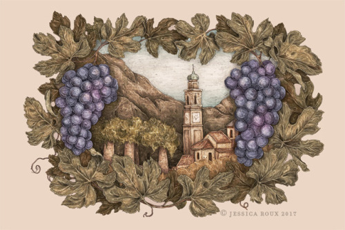 Illustration for the Art of Eating, for an article about the wine of Lessona and Carema, in northwes