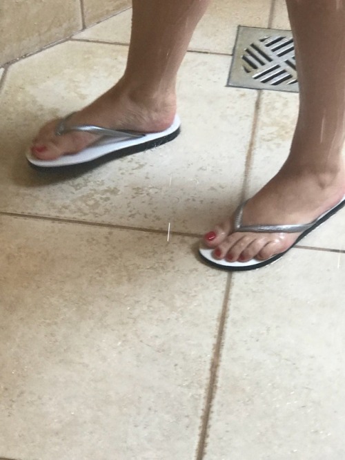 Silver flip flops on Flip Flop Friday.