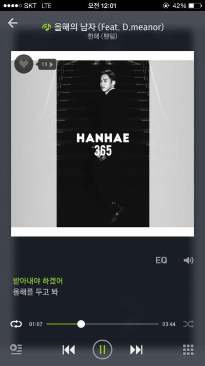 [150129 TWITTER][BBOMB TO HANHAE] Finally,it&rsquo;s out Jung Hanhae!! Everyone,please listen to