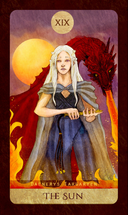 Daenerys Targaryen - The SunI drew her with Drogon because he is obviously her fave child.Also, taro