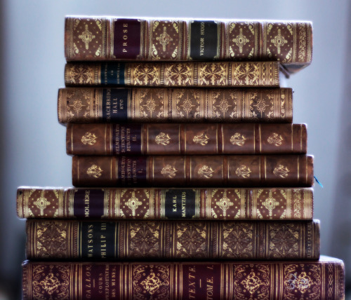 michaelmoonsbookshop:Leather bound books from the 19th century with gilt detailing 