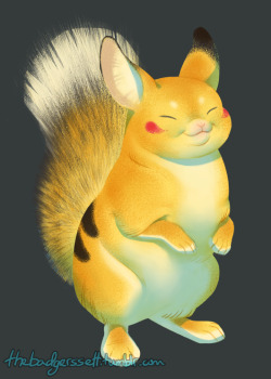 nevertoomanyspiders:  thebadgerssett:  Fat ‘n happy, &amp; fat ‘n sassy!   oh my gosh these are the best takes on Pikachu and Raichu I’ve seen aaaa 