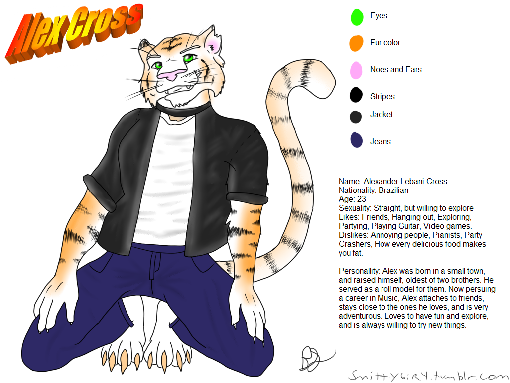 Alex Cross Reference Sheet:Fursona / Tiger OCYep. Old old furry from back in the