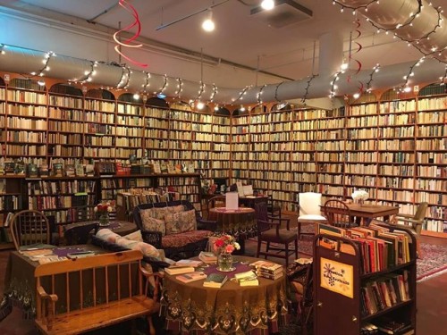 Loganberry Books, in Ohio turned every book in their fiction room authored by a male backwards on th