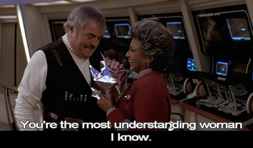 James Doohan as Montgomery Scott and Nichelle Nichols as  Nyota Uhura in “Star Trek V: The Final Fro