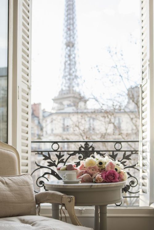 Living room view from the beautiful apartment in Paris