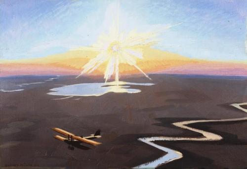 Flying Over the Desert at Sunset, Mesopotamia, 1919 by Sydney William Carline