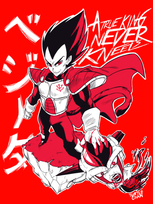 turtlechan:  ¡NEVER! even in super saiyajin 3 jejeje redbubble shirt: http://www.redbubble.com/people/turtlechan/works/13736855-a-true-king-never-kneels?ref=recent-owner