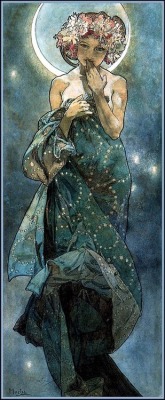 eyesaremosaics:Alphonse Mucha, moon goddess