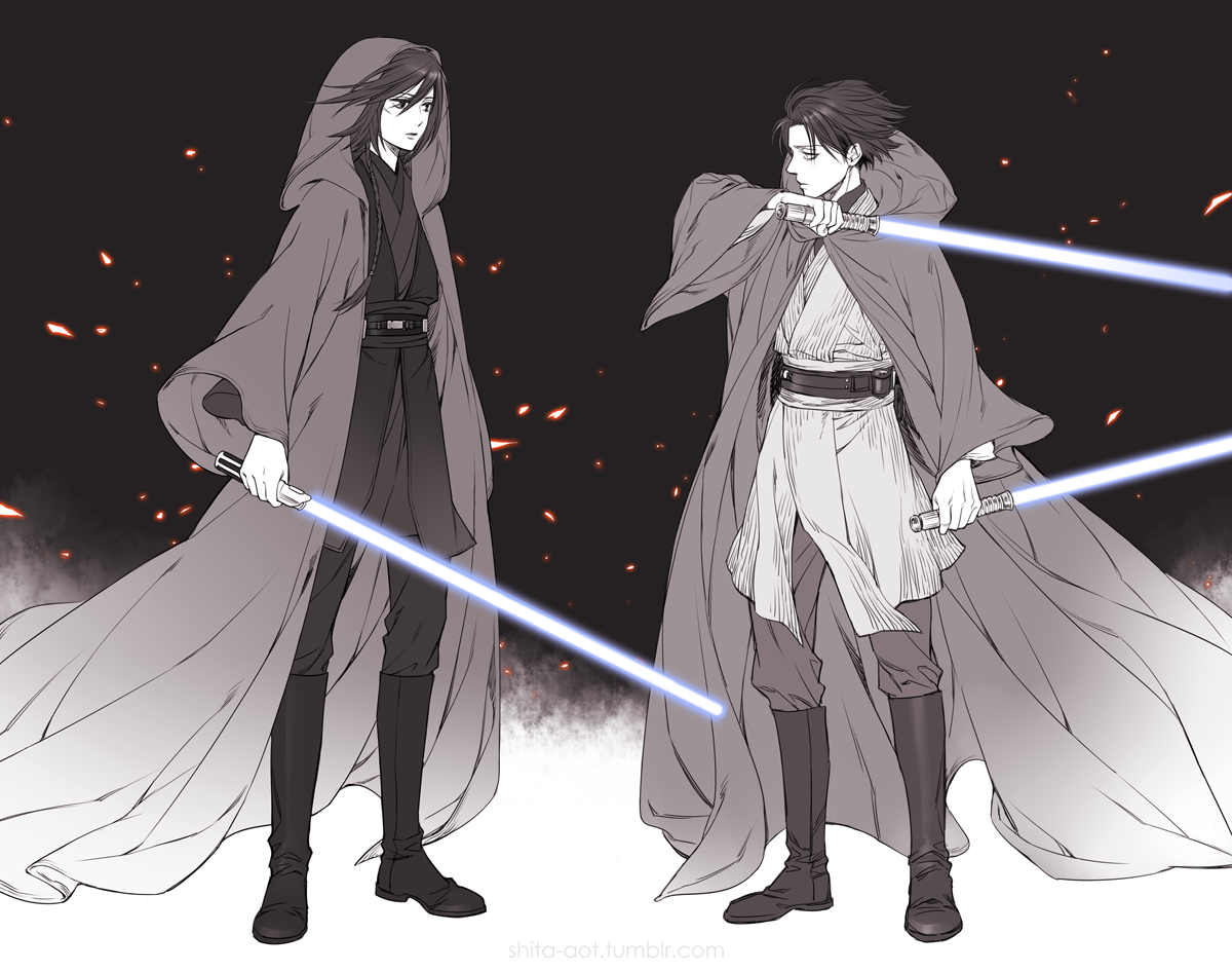shira-aot:  Master Levi &amp; Padawan Mikasa (Star Wars AU) 