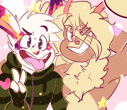 theroyallypurple:  A drawing I did as part of an art trade with a friend on FurAffinity yeyee uvu/I rather like how it came out omg and it was fun to draw! Our fursonas taking a selfie YO   Look at these dorkkks!Caspie is awesome&ndash; go watch them!