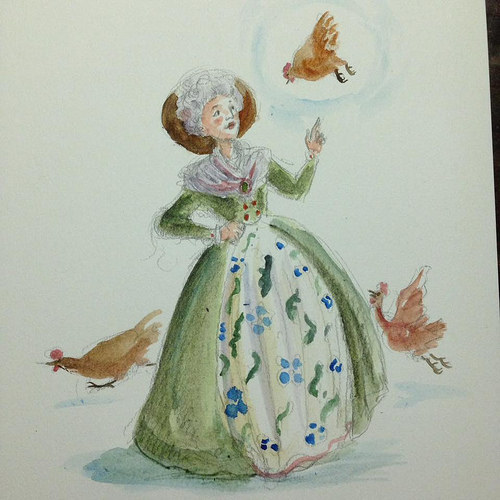 (via Chickens and stories) Would you just look at these gorgeous drawings of ladies with chickens by