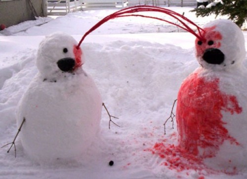archer-bro: in-vane-we-trust: sixpenceee: Make sure to make your snowmen extra spooky and weird this