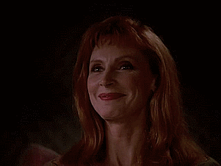 cosmic-llin:[Image: A gif of Beverly Crusher delightedly blowing a kiss.]