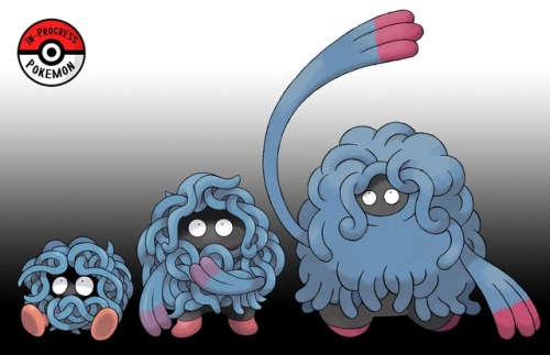 inprogresspokemon:#114.5 - Tangela are shrouded by wide blue vines that are similar in composit