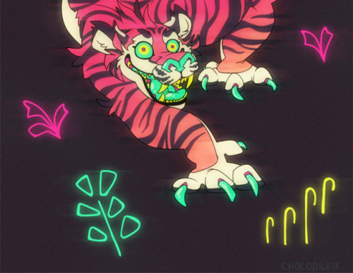 chocodile:  Neon tiger print that I might be selling at Furlandia!Here’s hoping the stars align and I get a table.