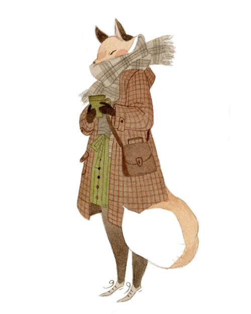 vanessagillings:It’s been a really warm Autumn here, but I’m looking forward to it finally cooling off so I can wear all my cozy layers again.  Until then, I’ll just draw foxes in some of my favorite outfits!