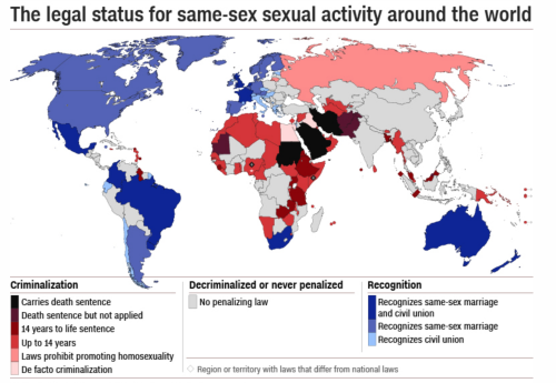 The legality of homosexuality around the world