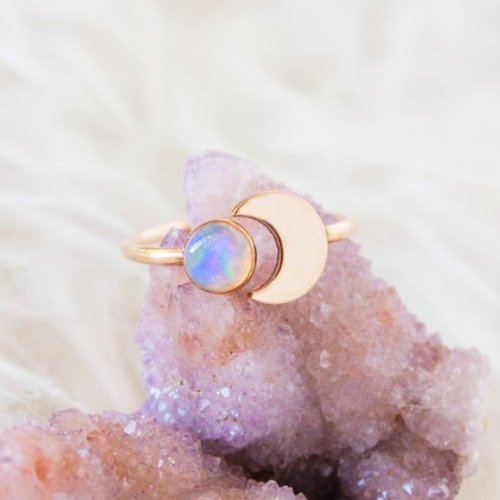 Opal And Crescent Moon Ring // ZennedOut