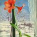 huariqueje:Still life with amaryllis at the window   -   Franz Lenk , 1939.German,  1898 -1968Oil and tempera on masonite , 70 x 50 cm    27 ½ x 19 5/8 in.