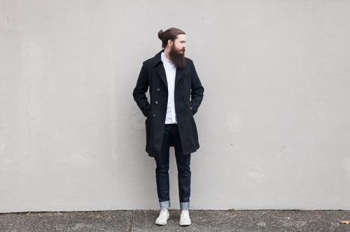 the-streetstyle:  WORN / HIS & HERS (via bleubirdblog)Worn / On him: Peacoat, Billy Reid. Button down shirt, Billy Reid. Jeans, Imogene + Willie. Ring, David Yurman. Shoes, Converse. On  Her: Cardigan sweater, vintage. My husband’s t-shirt, Imogene