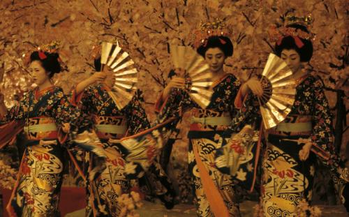 taishou-kun:Jody CobbFan dance, Geisha district, Kyoto, Japan - Spring 1993