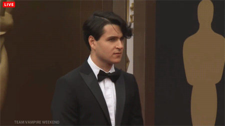 teamvampireweekend:Ezra Koenig on the 86th Academy Awards red carpet