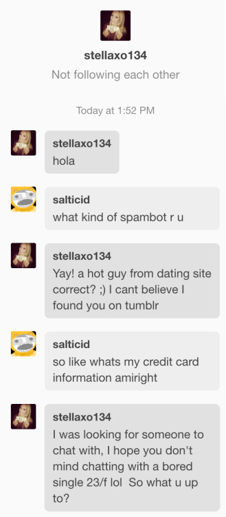 teenagecriminalmastermind: aerobrake: mike-peace: salticid: a girl talk to me This is the best post 