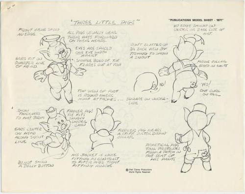 A few more in the 1971 Disney Publications series: model sheets for Uncle Scrooge, Three Little Pigs