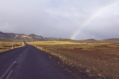 Krysuvík, Seltun, Rainbow on the Road, Iceland