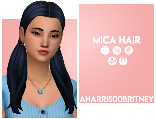 Mica HairBGCHat Compatible18 EA ColorsClip Accessory found in hatsCustom Thumbnails for all filesTer