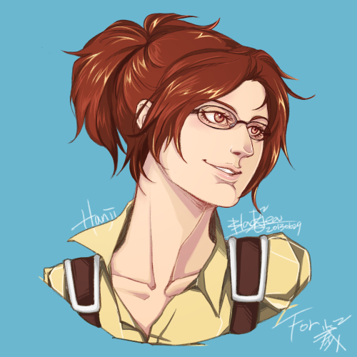 blacktea-ddg:  Hanji & Yumir, from the anime “Attack On Titan".For my two friends :)) 