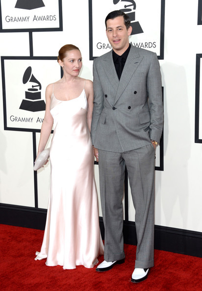 Beautiful Joséphine de la Baume with husband Mark Ronson is wearing the pale pink silk satin Edouard