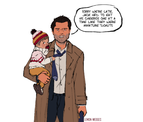 lemon-wedges:Cas dressed him today cause Dean only puts Jack in flannels and cowboy boots