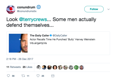 queenstravelingdarling:  kaleighbytheway:  public-rhetoric:  And there it is. [source]   Not to mention, Jason Prestly, the (white) actor who punched Weinstein. Yea, he was black listed for YEARS. He flat out couldn’t get a job in Hollywood. At all.