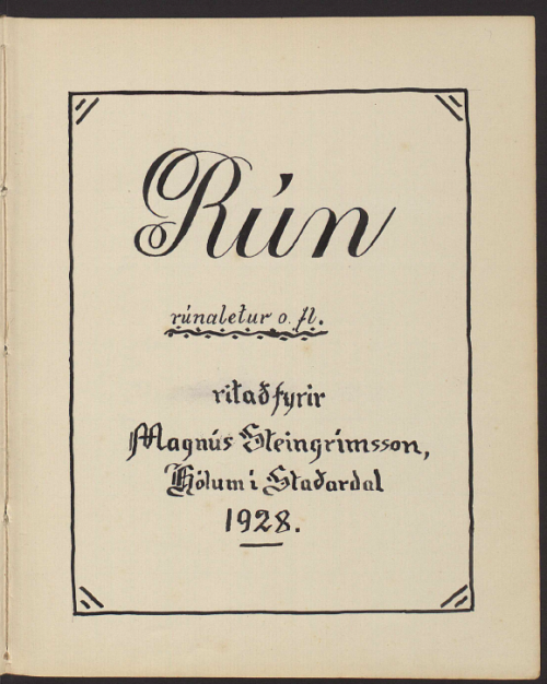 smcdwer:A 20th-century manuscript of codes (including runes) from Iceland: Einkaeign 1 (1928).I came