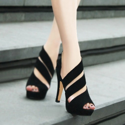 stylelist-tidebuy: Fashion Sexy Lady Black Peep Toe Heels Shoes