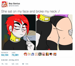 princesscallyie:    Anonymous said: Could you draw Jack in the “she sat on my face and broke my neck” tweet!   Always thought this iconic tweet was Prinack material Art Blog~   lucky Jack DX&lt;