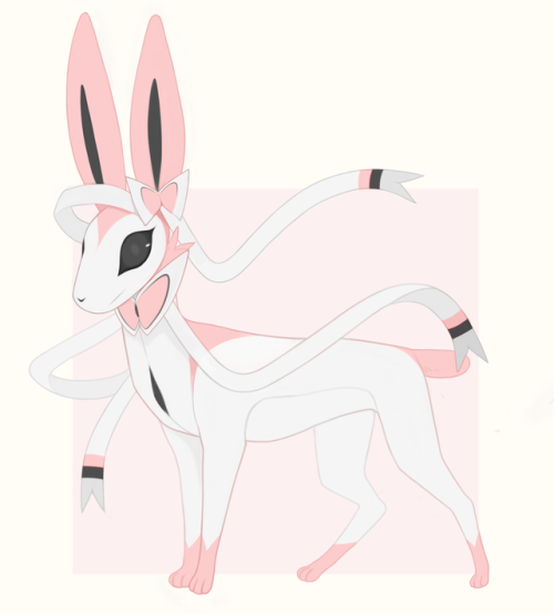  My pokesona, K!  { A male Sylveon with docked tail and missing left chest ribbon/ he