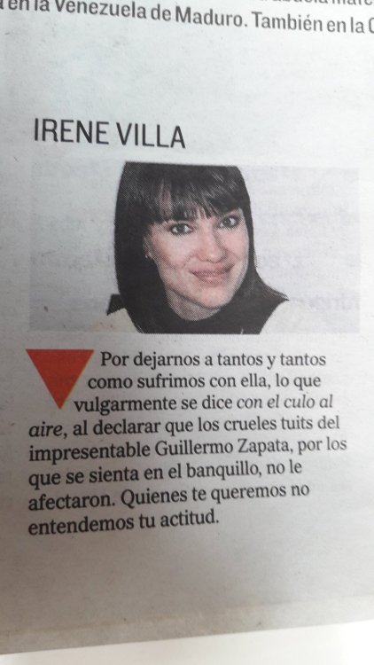 Es difícil ser más miserable.Esta mujer merece mi más sincera admiración. Os traduzco la imagen: &ld